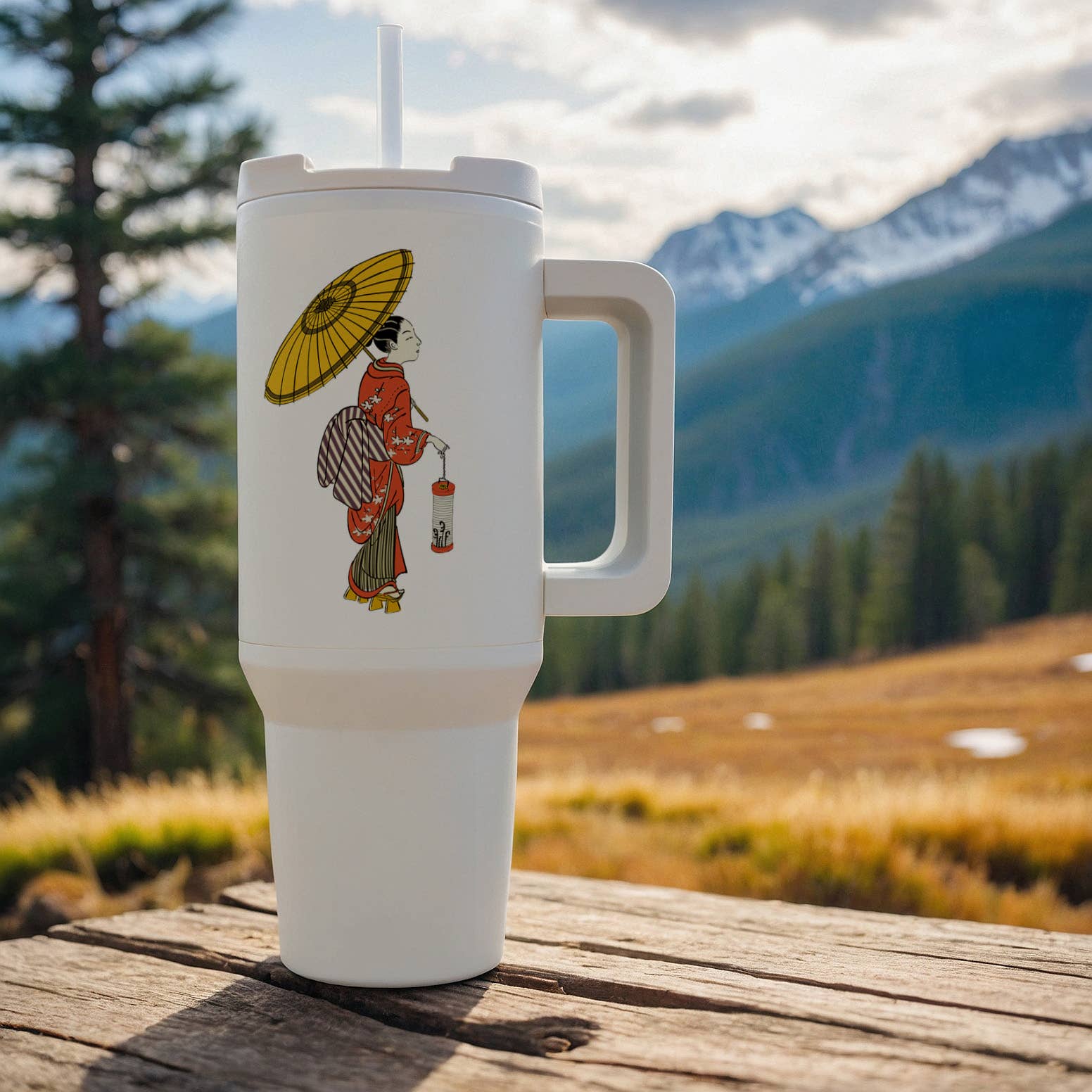 3dRose - Wholesale Insulated Mug/Tumbler - 3dRose, Print of Geisha Woman With Parasol And Lantern, Tumbler8