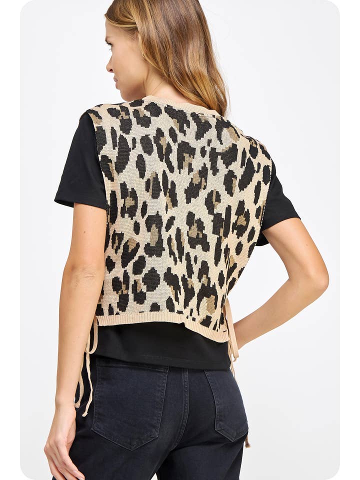 Strut & Bolt - Vente Chemisier – femme - T-shirt en tricot contrasté en tricot léopard13