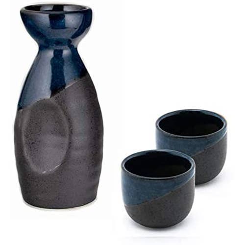 Ensemble de saké, bouteille Tokkuri de 5 fl oz avec deux tasses de 1,5 oz liq (Cop pour la vente par Melange Marche