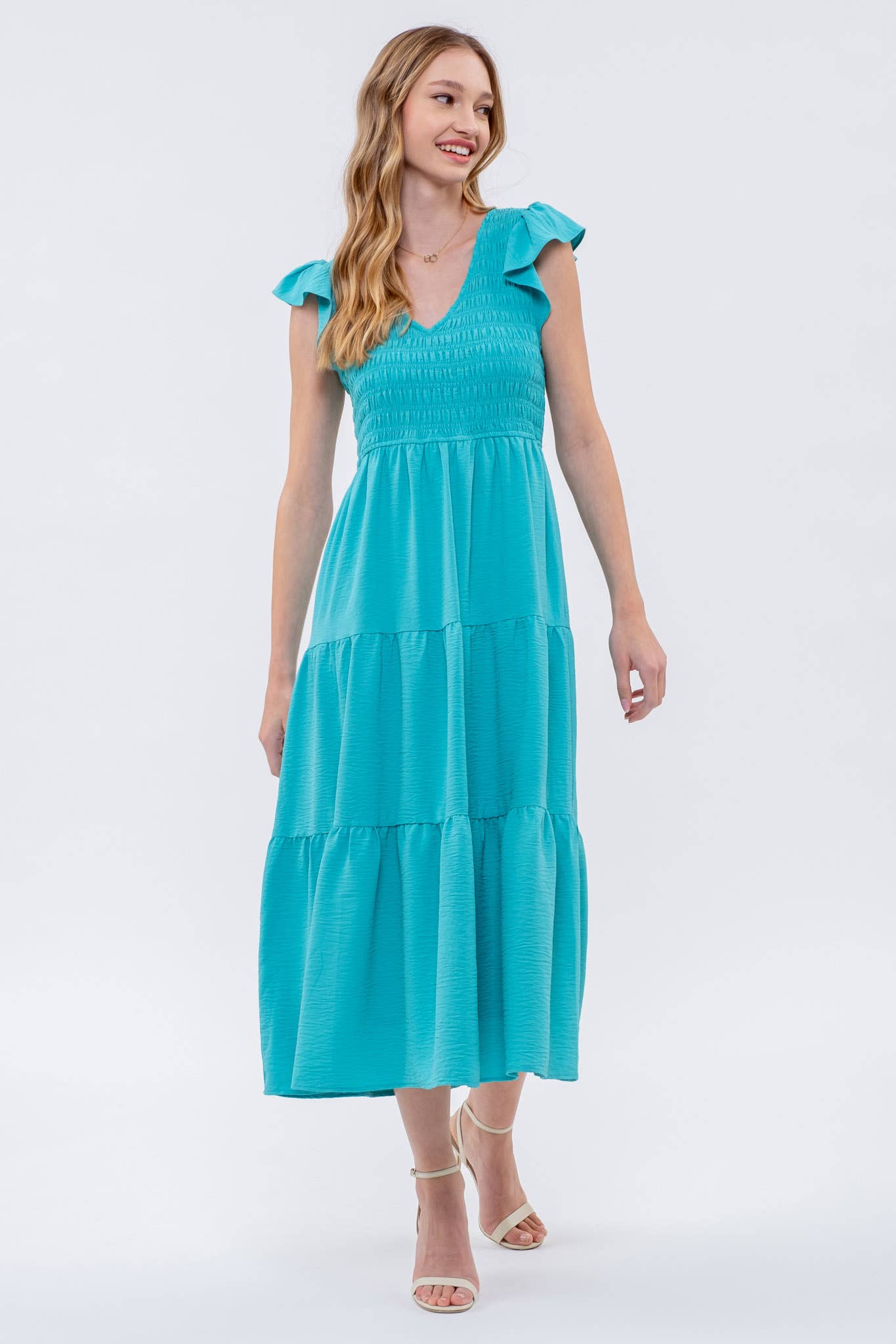 Blu Pepper - Wholesale Dress - Women's - FLUTTER SLEEVE MAXI DRESS36