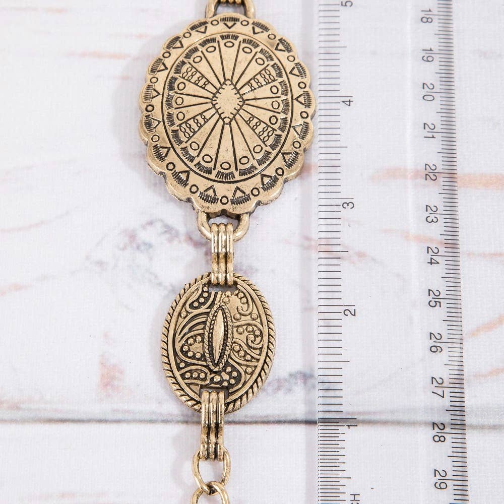 Collections by Fame Accessories - Wholesale Belt - Women's - Ornate Oval Western Concho Disc Chain Belt6