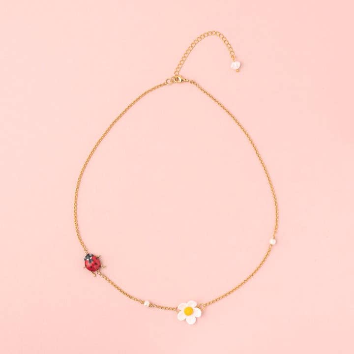 Ladybug and Daisy Necklace for wholesale by Lulou Bijoux