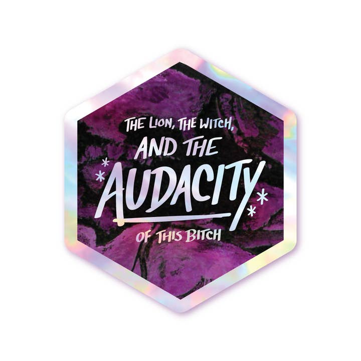 The Lion The Witch The Audacity - Holographic Hexagon Sticker for wholesale by Schlady