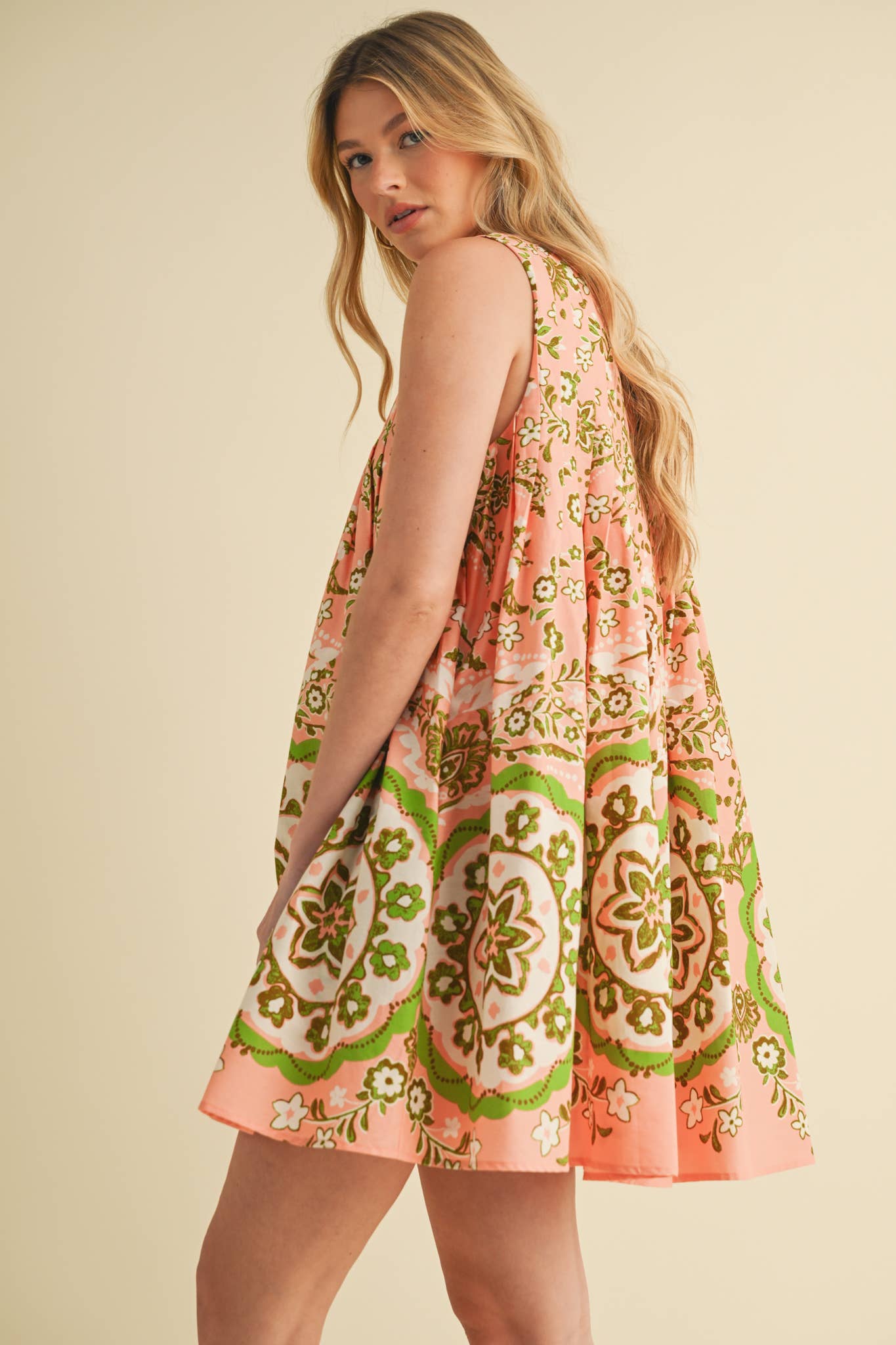 &MERCI - Wholesale Dress - Women's - EXCLUSIVE PRINT MINI DRESS WITH PLEATING MDR408614