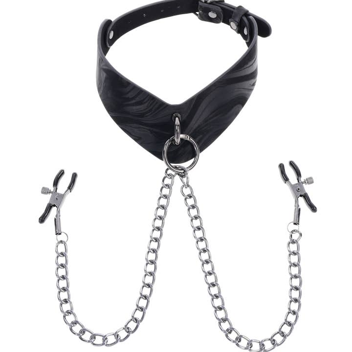 Fluwelen Noir Halsband & Verwijderbare Klemmen voor wholesale door Sportsheets