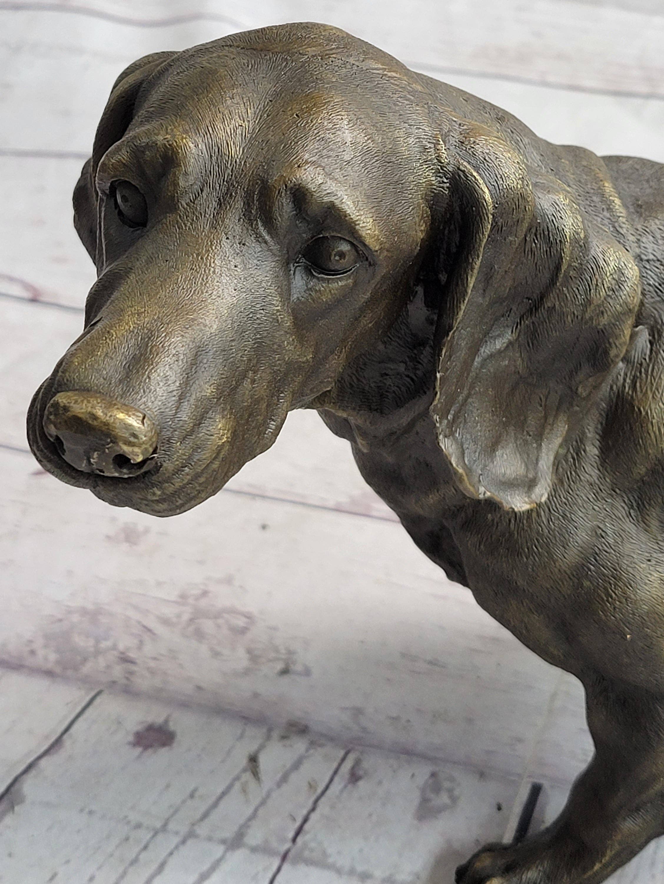 Bronzhaus - Wholesale Sculpture - Dachshund Weiner Dog Bronze Metal Figure Figurine Sculpture Statue Decor Original Art 9" x 17"7