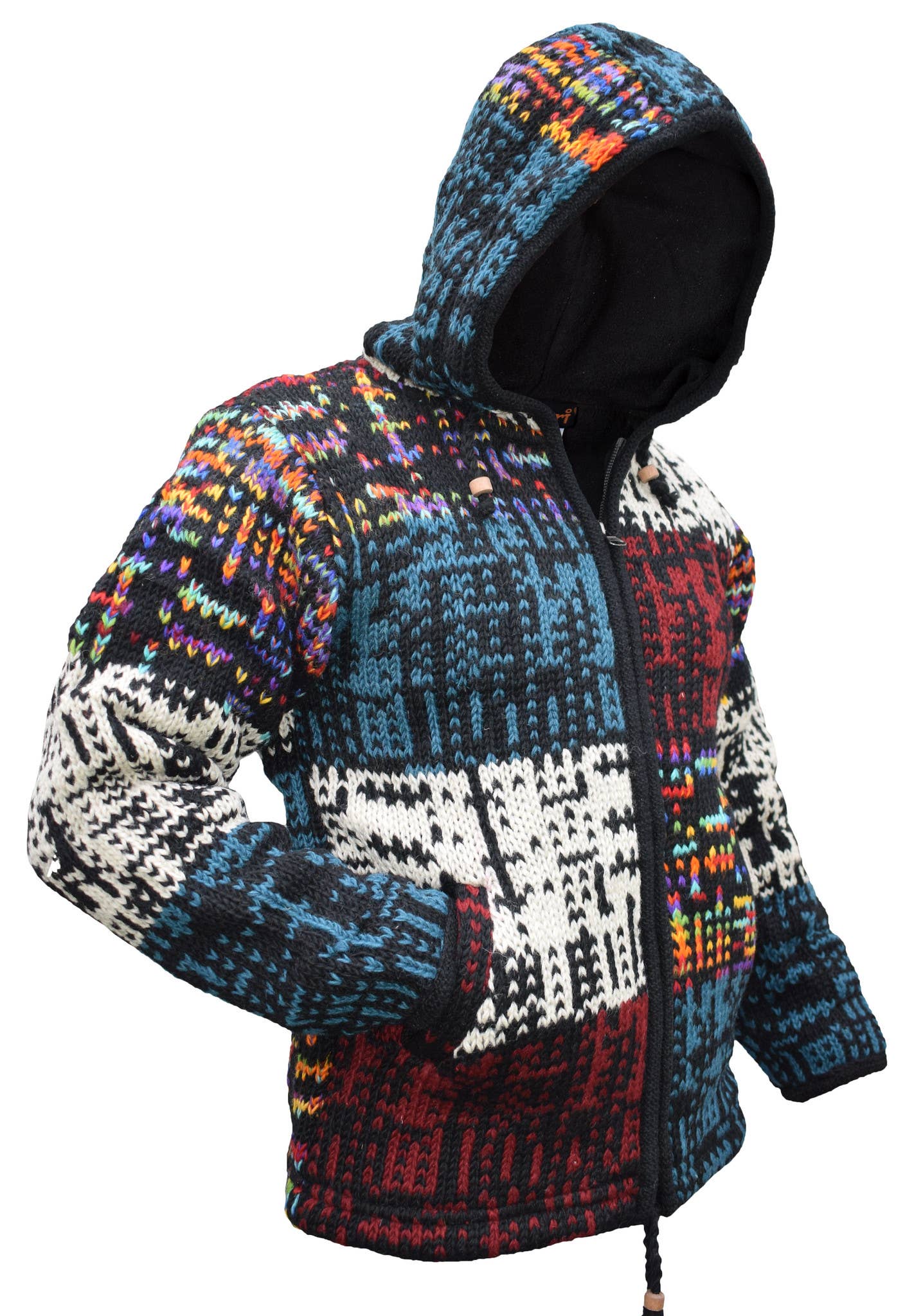 Gheri – wholesale Jacket – Unisex – Double Knitted Wooly Patchwork Fleece Lined Festive Jacket2