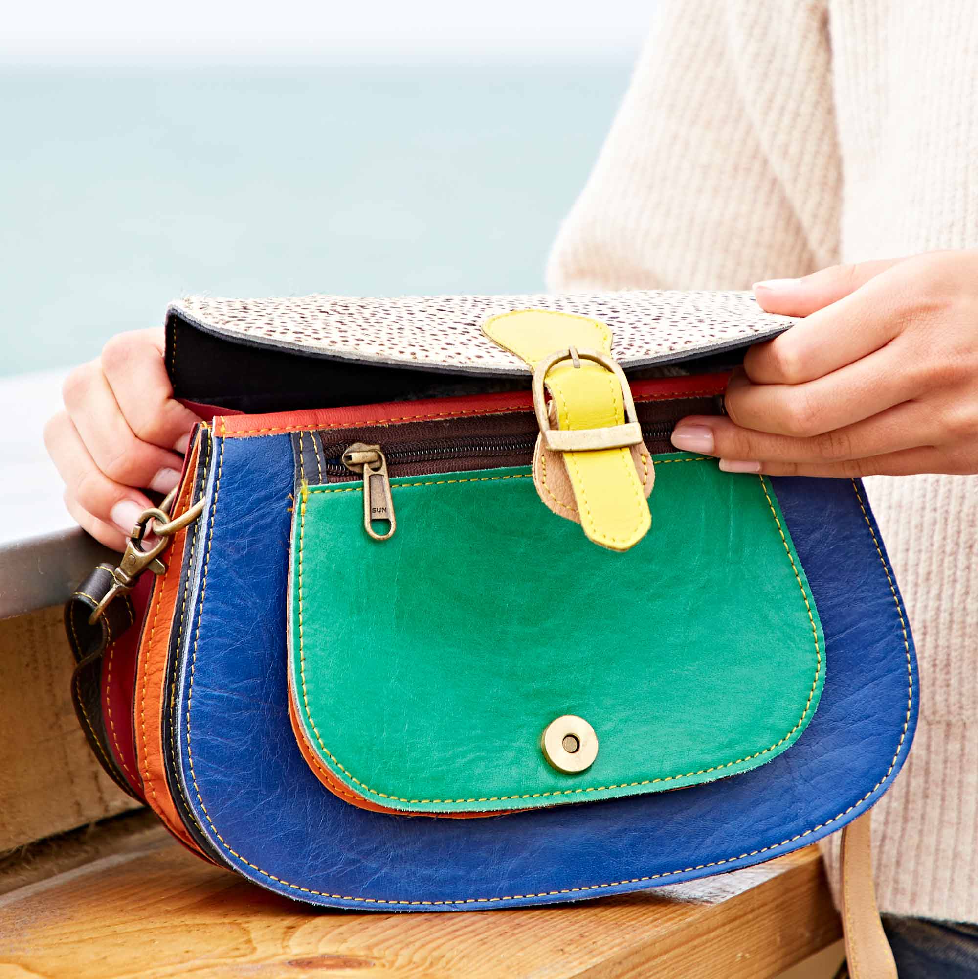 The Paper High Gift Company Limited - Wholesale Crossbody Bag - Women's - Recycled Leather Multicoloured Crossbody Bag - Handmade2