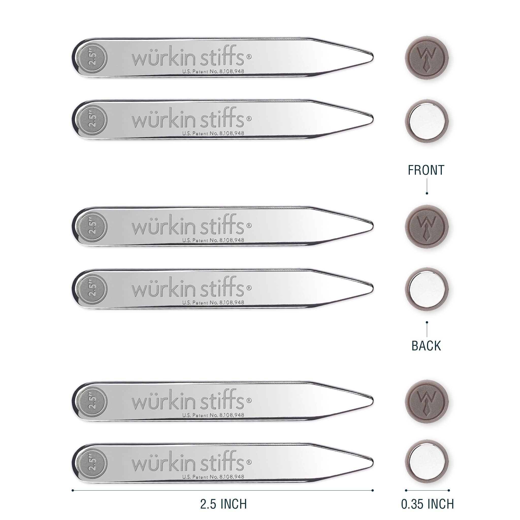 wurkin stiffs - Wholesale Collar Stiffener - 2.5" Power Stays Magnetic Collar Stays - 3 Pair2