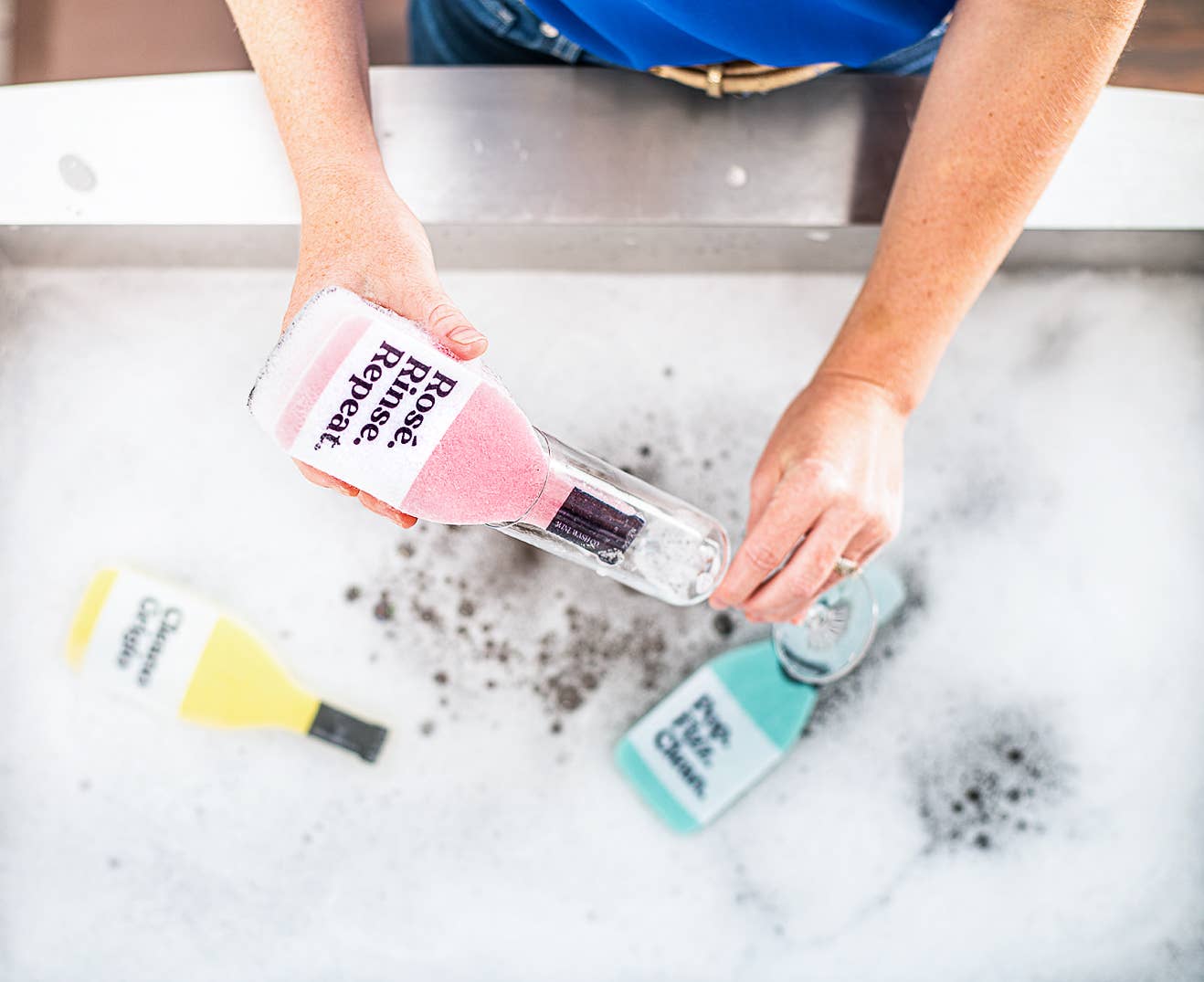 Wine Wash Co. - Wholesale Cleaning Sponge - Scrubbly™ Kitchen Sponge: Rosé Rinse Repeat3