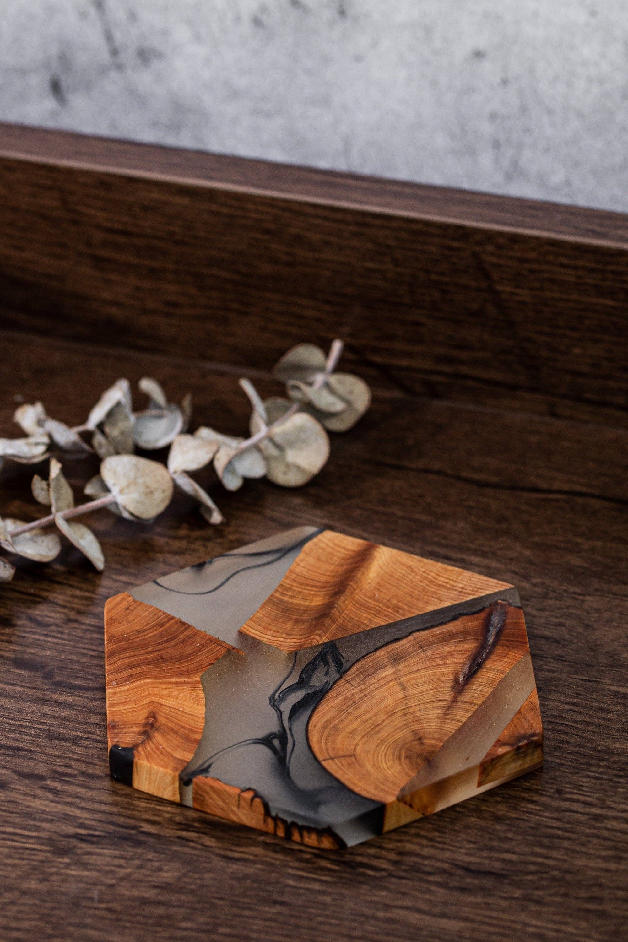 Gohobi （We cover U.S. import duties） – wholesale Underlägg – Gohobi Hexagon Trä- och Hartsunderlägg (11 cm)2