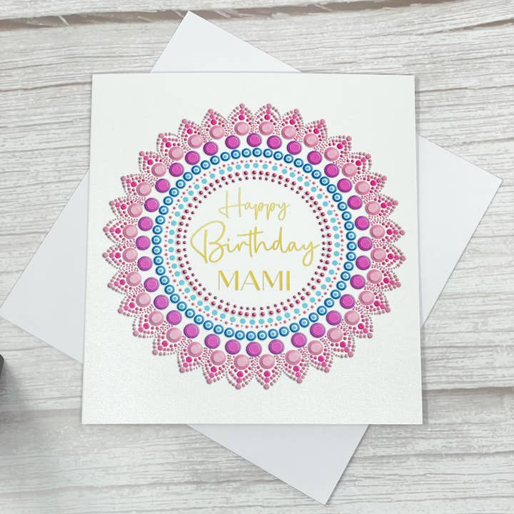 Carte Happy Birthday Mami | Carte d'anniversaire Mandala, Desi, Asie du Sud, Inde pour la vente par CraftyAniShop