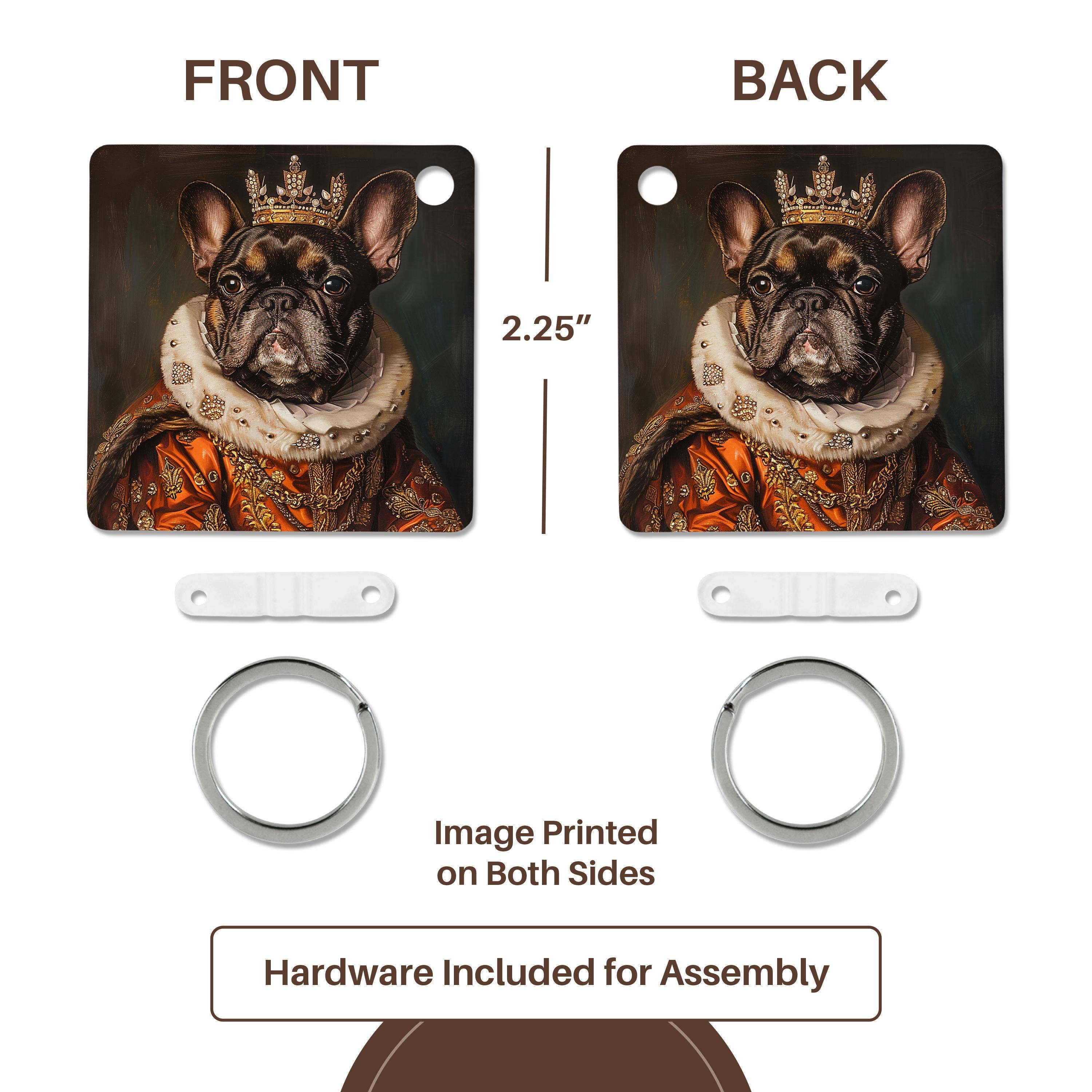 3dRose - Wholesale Sleutelhanger - Uniseks - 3dRose, Franse Bulldog Koninklijk Portret Hondenmajesteit, Sleutelhanger4