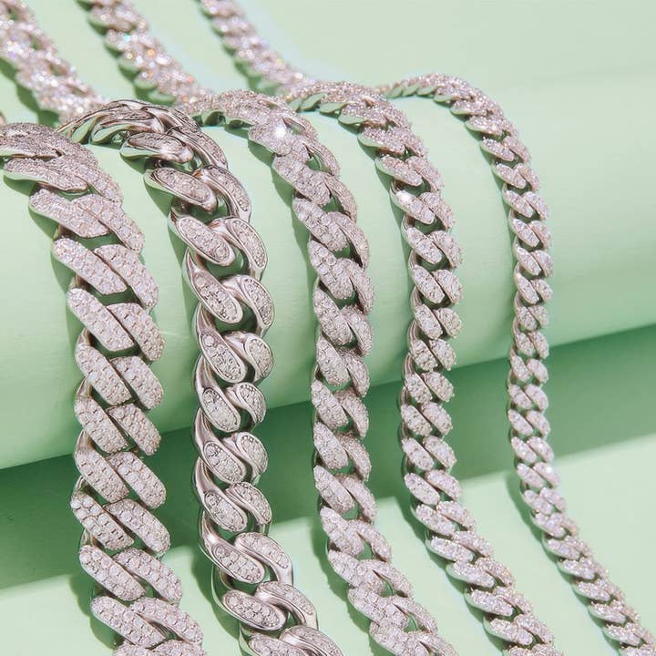 Sparkile - Wholesale Link & Chain Necklace - 12mm Moissanite Cuban Link Chain Necklace