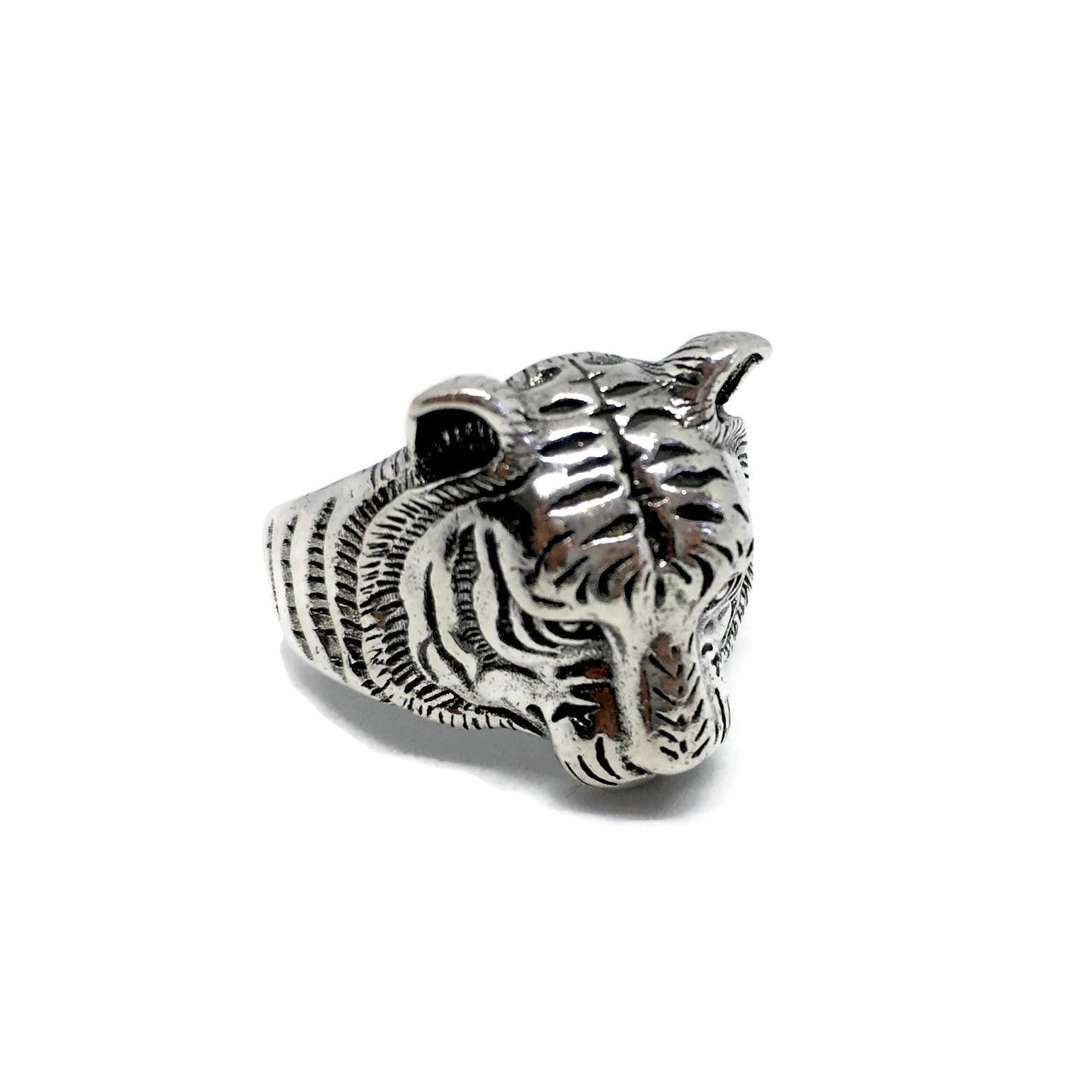 Gifts From The Crypt – wholesale Signet ring – Tiger Face Ring | Jungle Big Cat Animal Statement Ernest1