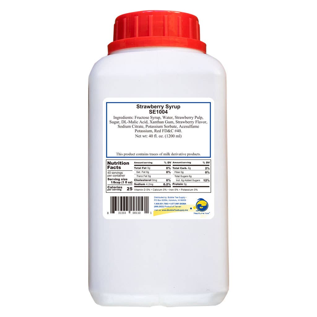 Bubble Tea Supply - Wholesale Flavored Syrup - Strawberry Bubble Tea Syrup (40 fl oz)1