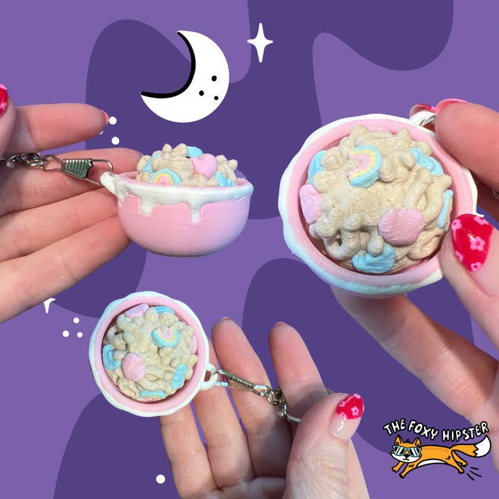 Heldig Cereal Fidget Toy Clicker Nøglering Taske Charm for engroshandel hos The Foxy Hipster