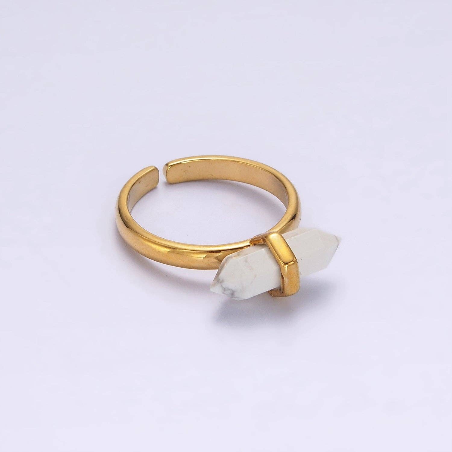 Aim Eternal - Vente Solitaire - Bague en or 14 carats en forme de citrine, quartz rose, aigue-marine, amazonite, howlite, améthyste, labradorite, onyx | O1043 - O10503