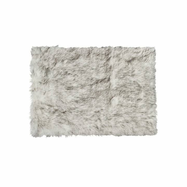 HomeRoots – Engroshandel Løst tæppe – 2'X3'Gradient grå og elfenben i imiteret pels Flokati Style Area Tæppe