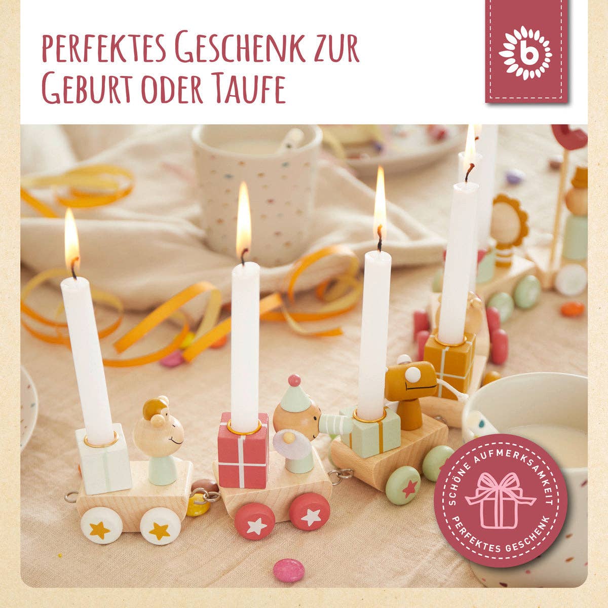 Bieco Spielwaren - Wholesale Toy Set - Kids - Birthday Train Wood Berry 0-99 with 6 Candles6