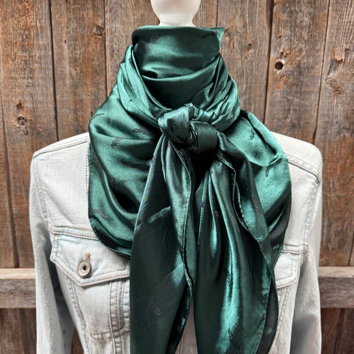 Rodeo Drive - Wholesale Scarf - Unisex - 42X42" Emerald Jacquard XL Wild Rag / Scarf WR3518