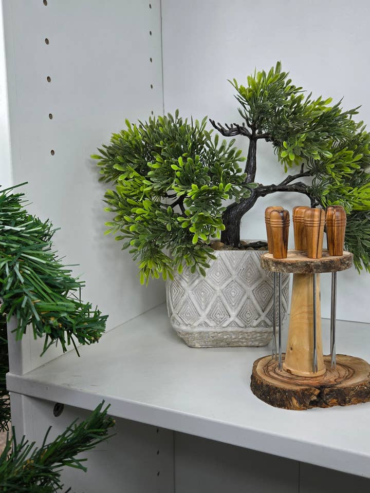 Olive Wood Cocktail Pick Holder for wholesale by Holyland Artisans