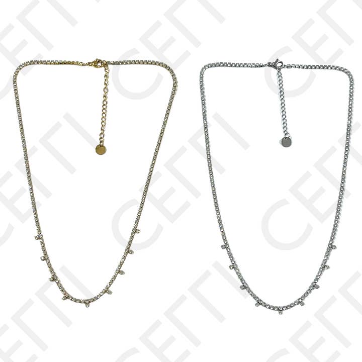 Steel Necklace - Transparent Brilliants for wholesale by Celli Biju