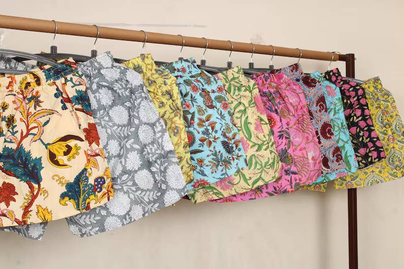 bhavnas boutique - Wholesale Shorts - Women's - 5 Pcs Lot Handmade Cotton Printed Shorts For Summer Wear0