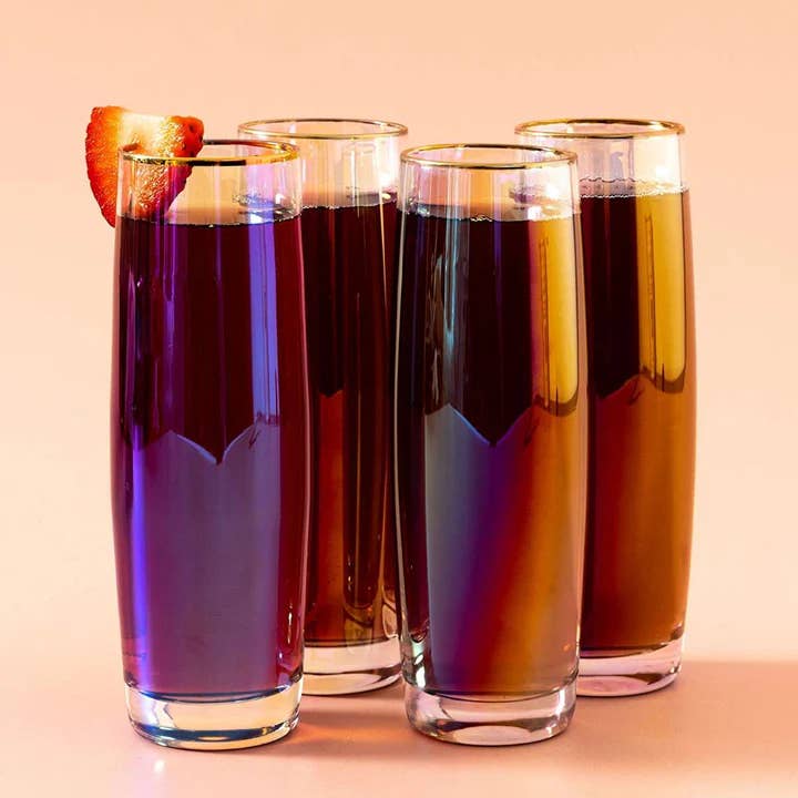 Forma House – wholesale Wine glass – Root7 / Drinkind - Prosecco Stemless 4-pack Rainbow4