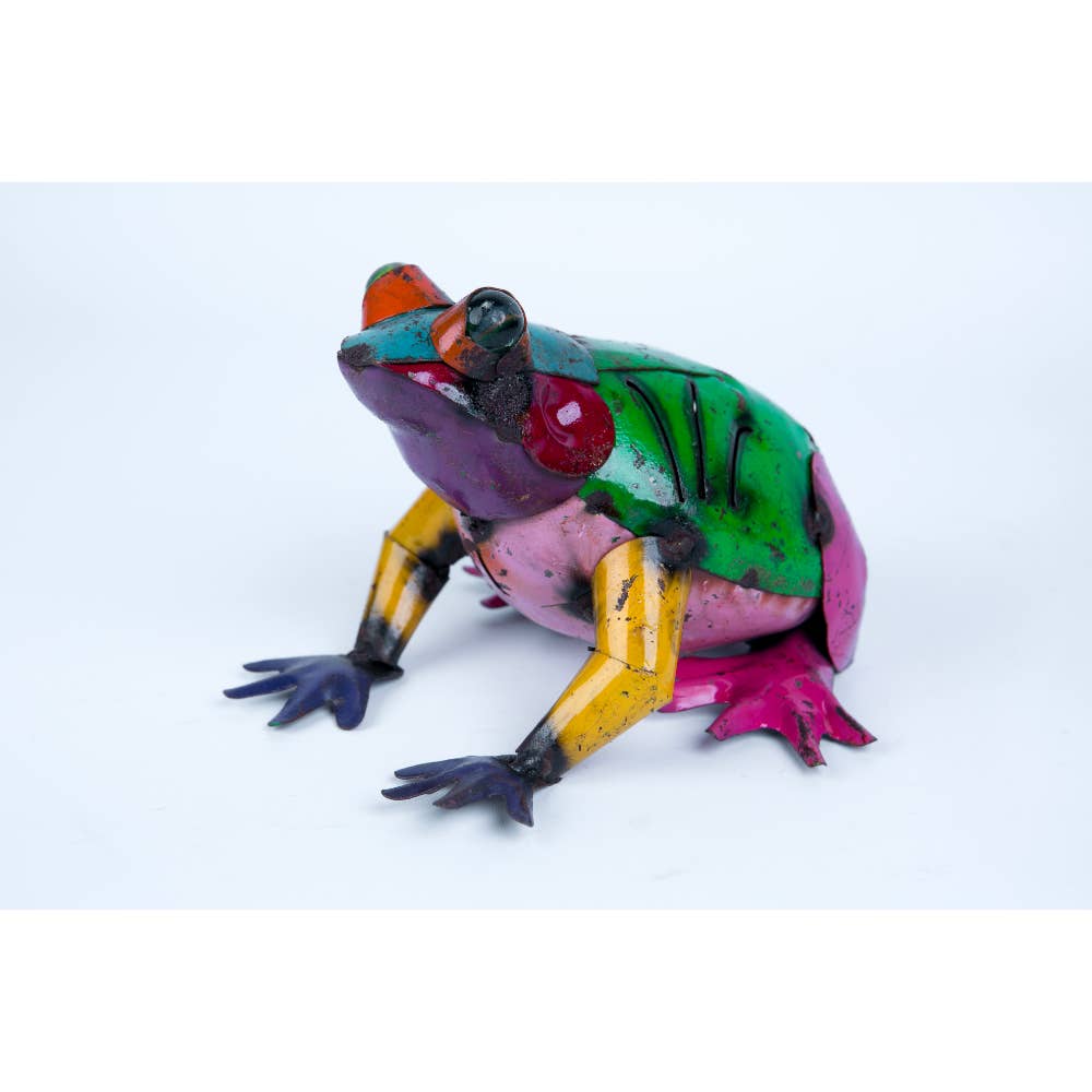 Rustic Farm - Wholesale Outdoor Ornament/Decor - 34-558-1 Colorful Frog, Handmade Metal Yard Decor