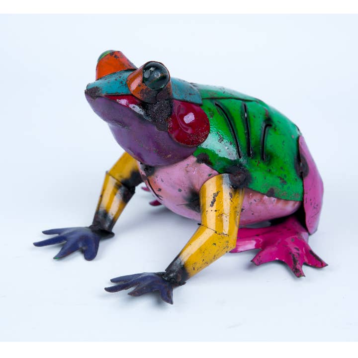 Rustic Farm - Wholesale Outdoor Ornament/Decor - 34-558-1 Colorful Frog, Handmade Metal Yard Decor0