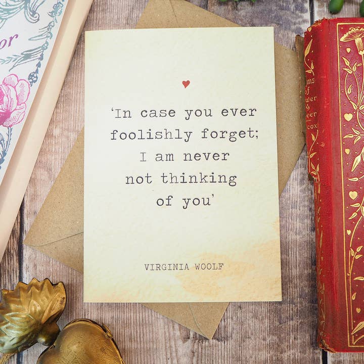 Literature Lovers Card Virginia Woolf Quote Valentines for wholesale by LiteraryEmporium