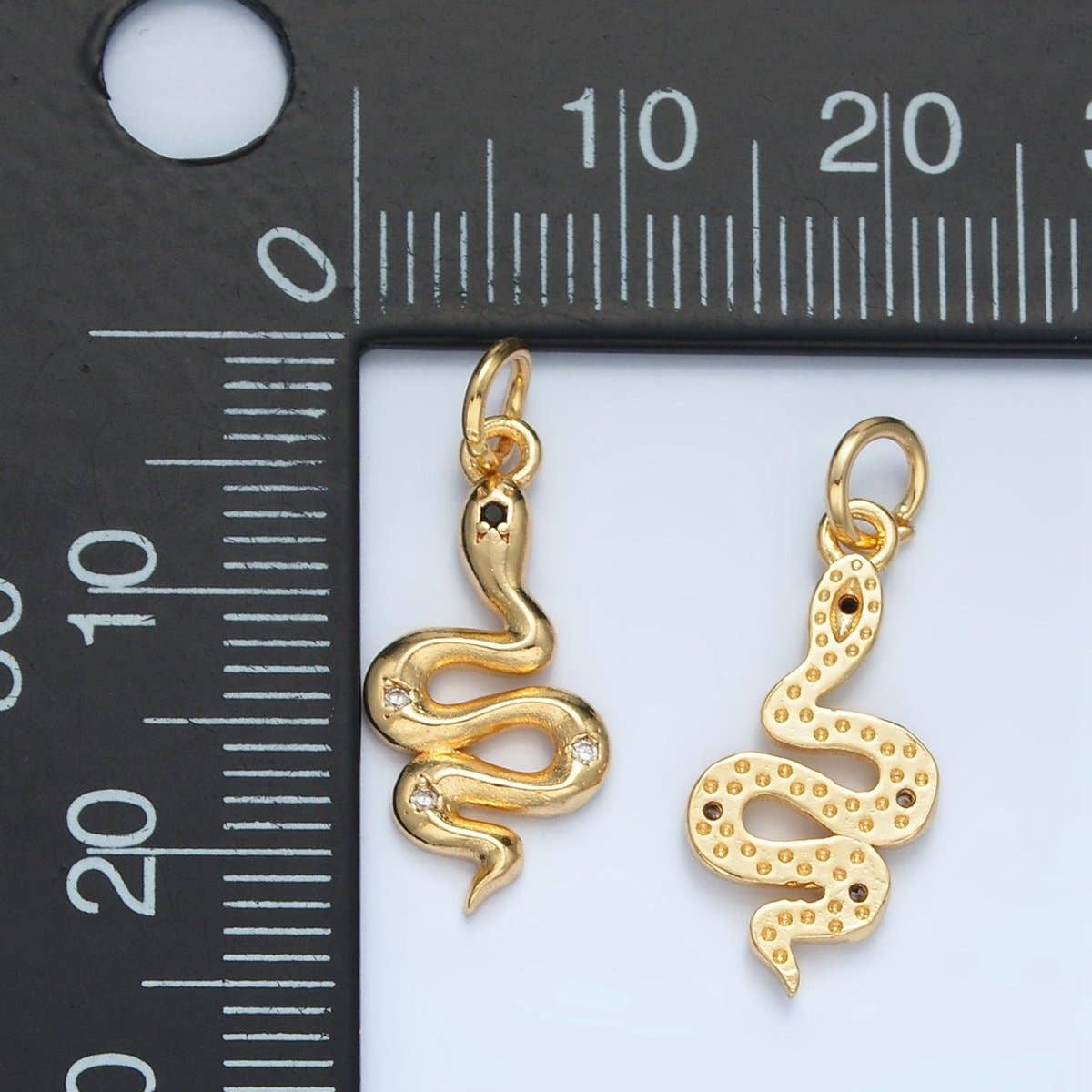 Aim Eternal – wholesale Individual charm/pendant – 24K Gold Filled Mini CZ Slither Snake Serpent Charm | E7321