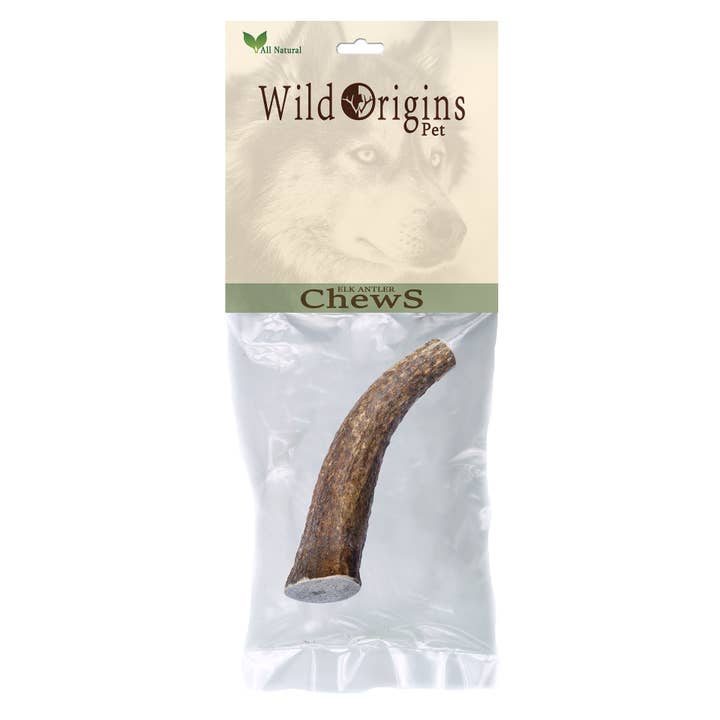 Large Elk Antler Dog Chew Retail Packaging for wholesale by Wild Origins Pet