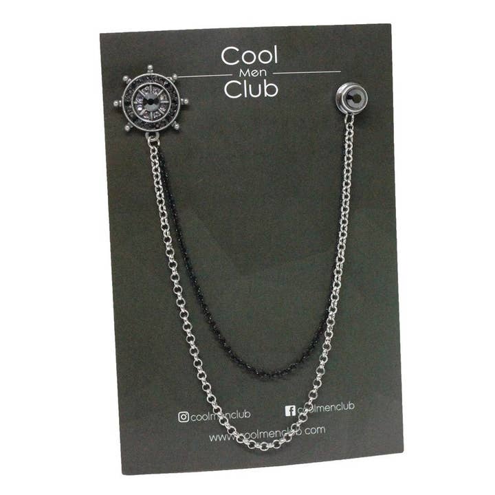 Handgemaakte broche met ketting van jas/reverskettingspin/herenjuweel voor wholesale door COOLMENCLUB