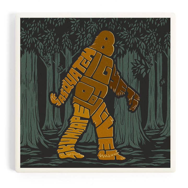 Ceramic Coaster Bigfoot, Typography 102784 for wholesale by Lantern Press