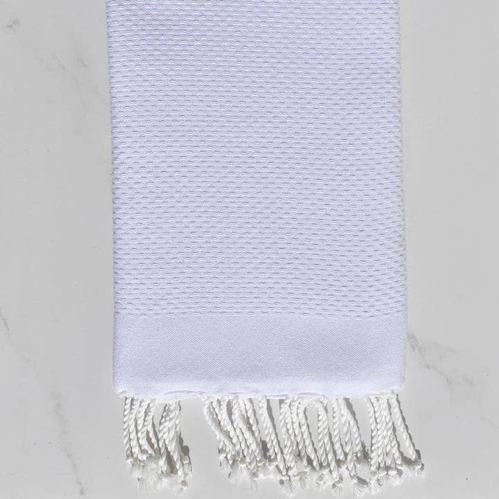 Fouta Tunisia - Wholesale Beach Towel - Fouta plain white honeycomb1
