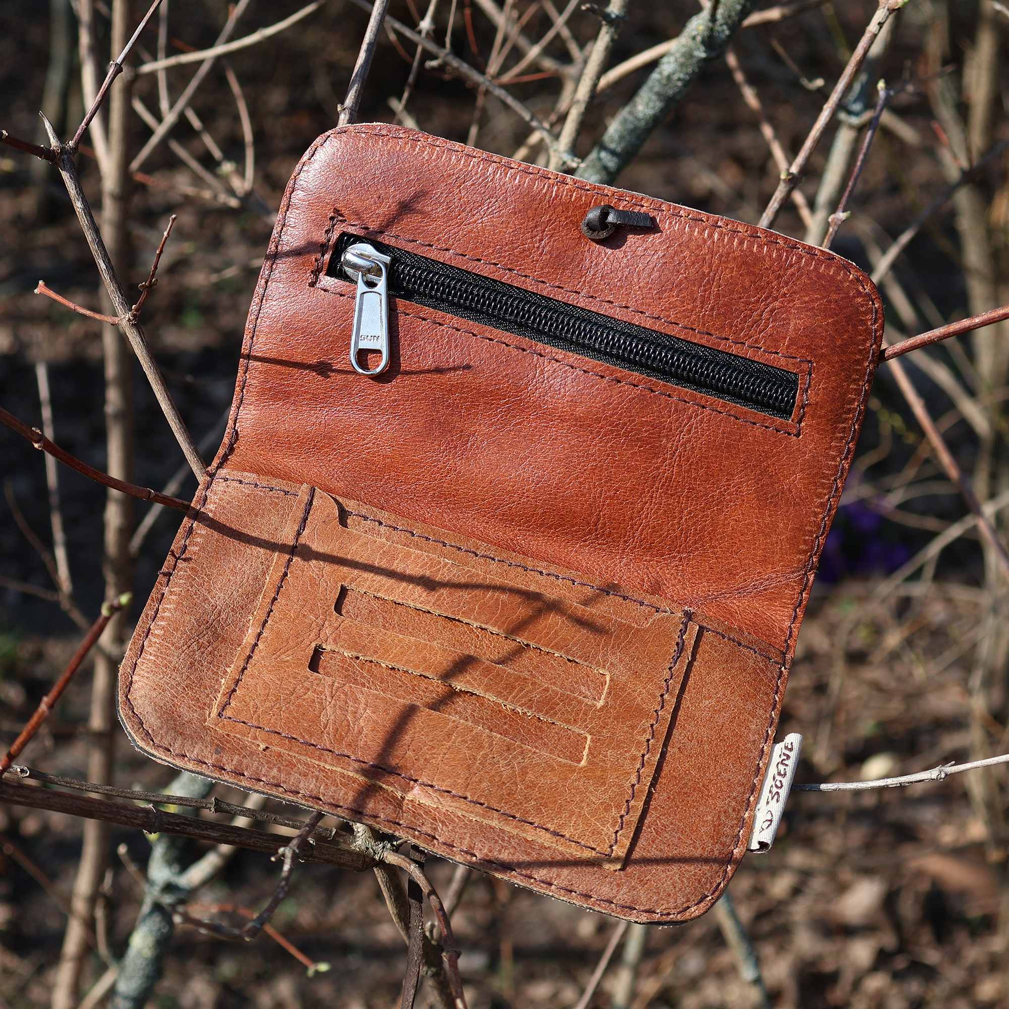 Tribal Trade GmbH – wholesale Cigarette case – Tobacco pouch smooth leather brown with strap tobacco bag5