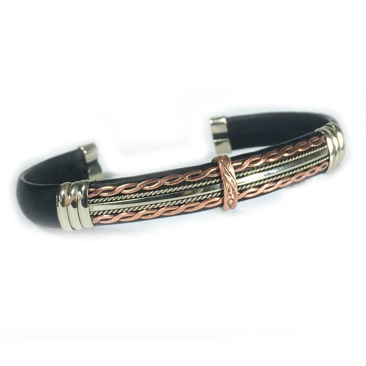 BR.ULB.0133 - Bracelet en cuir unique, noir pour la vente par HPSilver, LLC