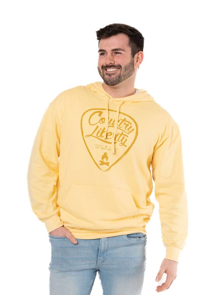 Yellow Haze Tonal Heavywash Mid-Weight Unisex Hoodie for wholesale by Country Liberty