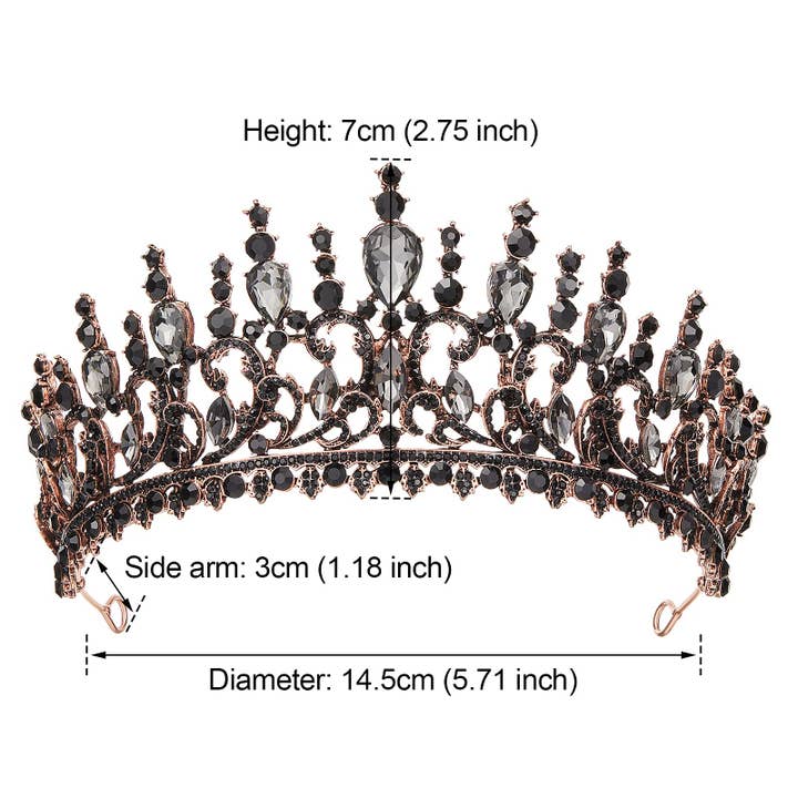 SWEETV - Wholesale Tiara - Women's - Crowns for Women Black Baroque Crown - Wedding Tiara Black