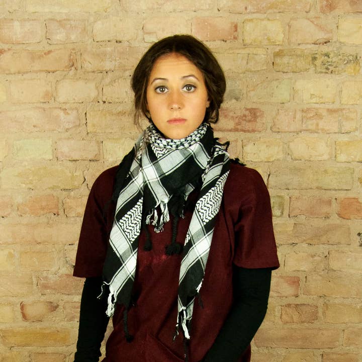 Tribal Trade GmbH - Wholesale Scarf - Unisex - Palituch black white Kufiya PLO scarf5