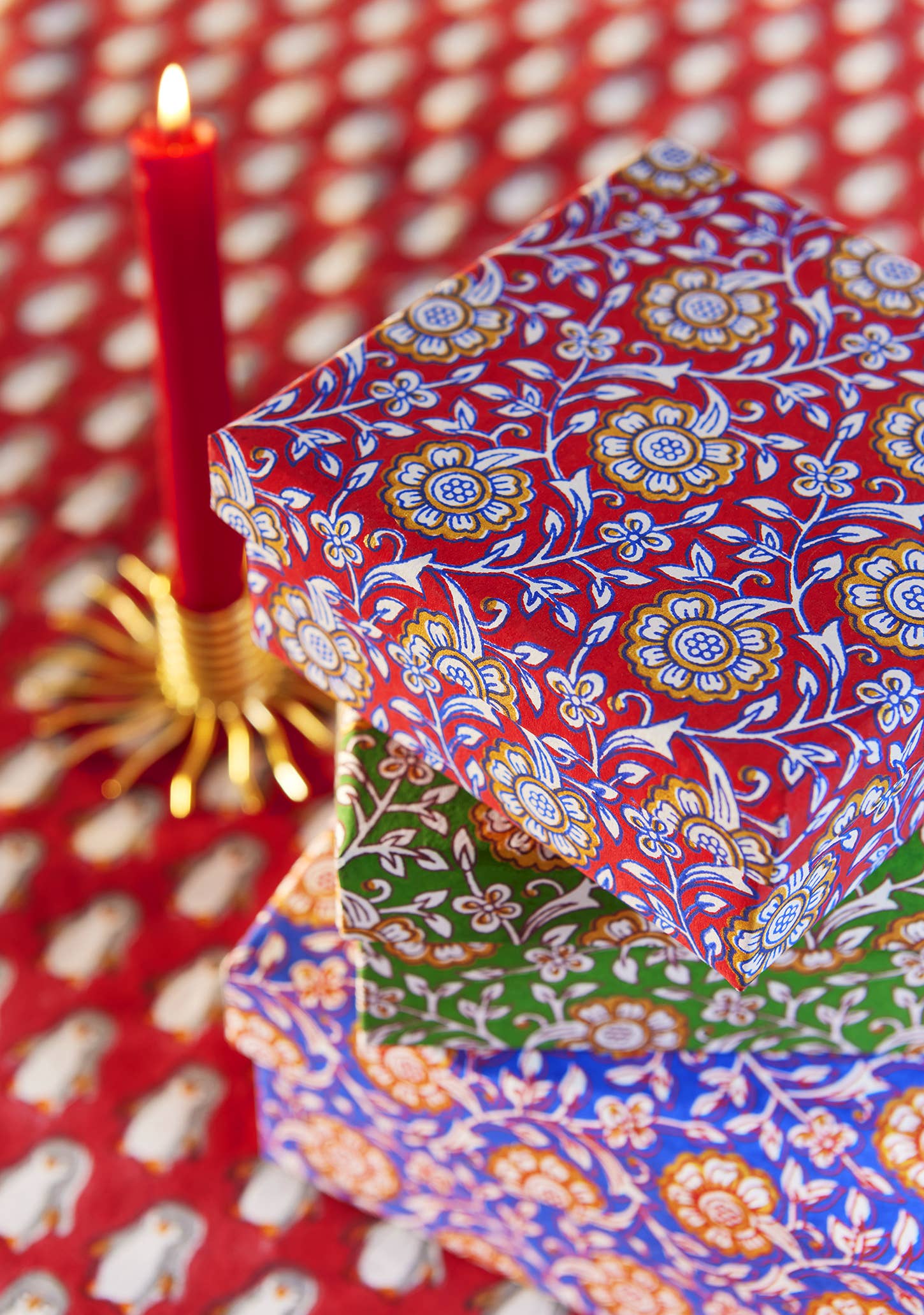 Namaste – wholesale Decorative box – Set of 3 Jasmi Floral Blockprint Boxes3