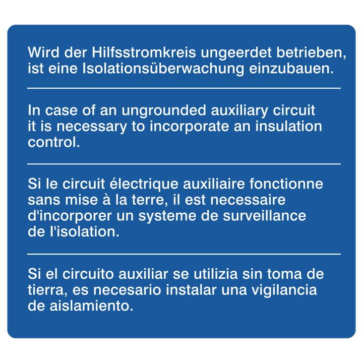 Wird der Hilfsstromkreis ungeerdet betrieben,... für den Großhandel von Blitzpfeil24 by Jahn Industrieschilder/Etiketten GmbH