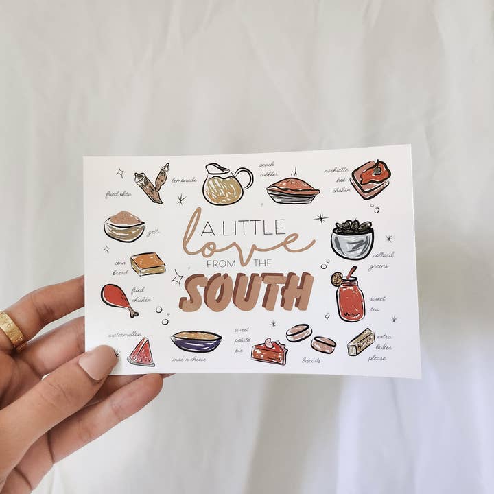The Gold Ink Press - Wholesale Postcard - A Little Love from the South Postcard2