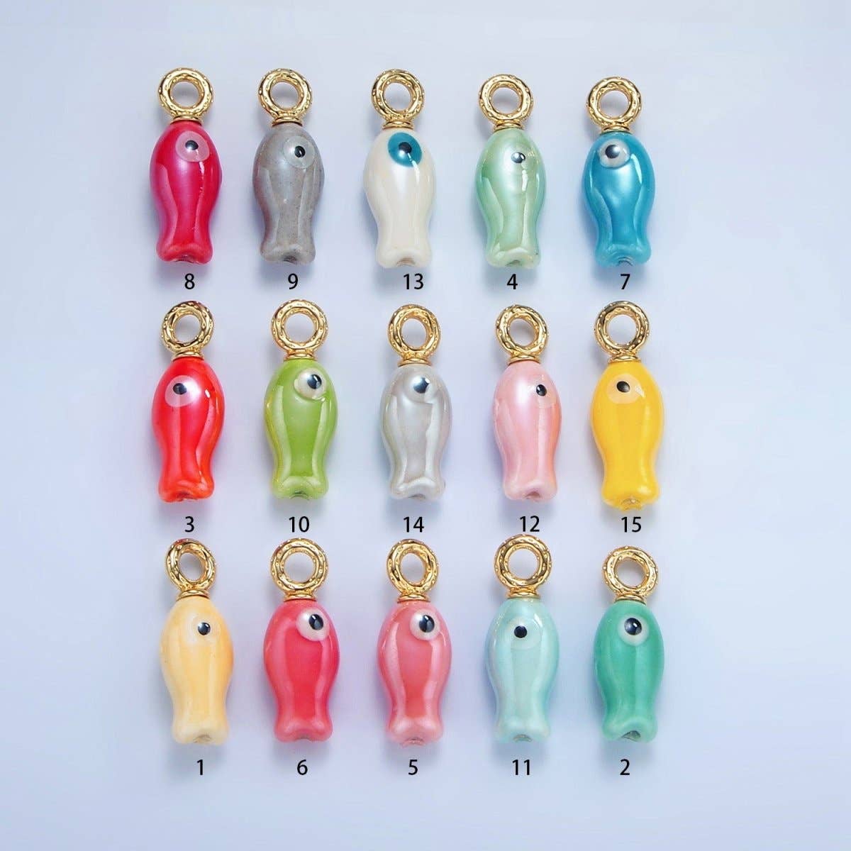 Aim Eternal - Wholesale Individual Charm/Pendant - 24K Gold Filled 30mm Enamel Fish Sea Animal Ceramic Drop Charm | X794 - X80115