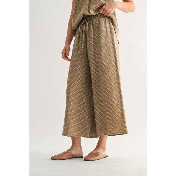 Olive GEO PRINT PANTS for wholesale on Faire