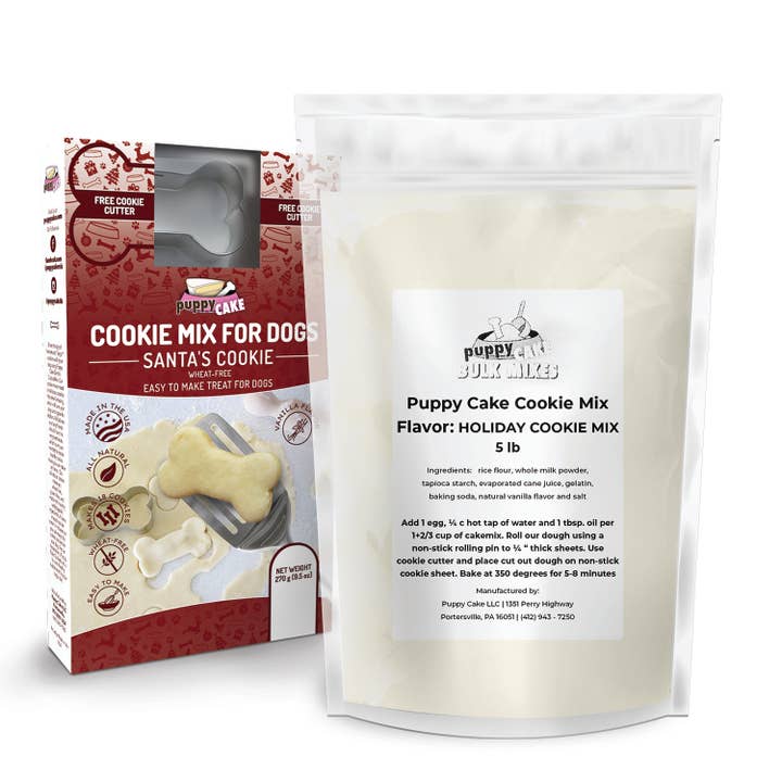 Puppy Cake LLC - Wholesale Pet Treats - Dog - Bulk Santa's Cookie Mix (wheat-free) - 5lbs