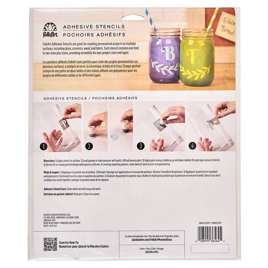 Plaid Crafts - Wholesale Stencil/Craft Die - FolkArt Script Adhesive Stencils 3pc1