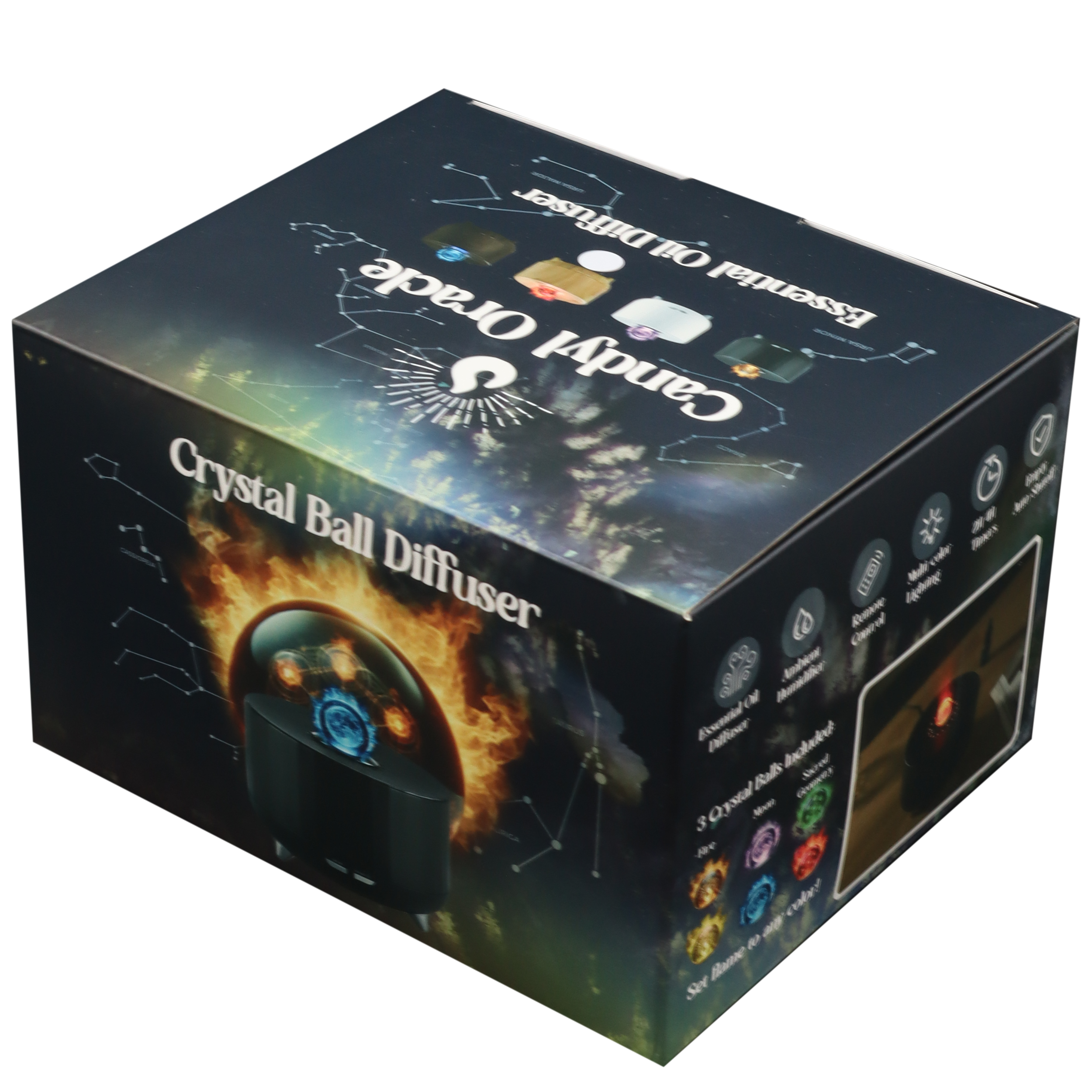 Candyl - Vente Diffuseur électronique - Diffuseur d'huile essentielle Boule de cristal Oracle Candyl avec éclairage coloré13